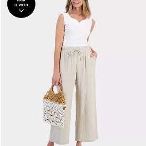 Women's Cotton Gauze Wide-Leg Pants